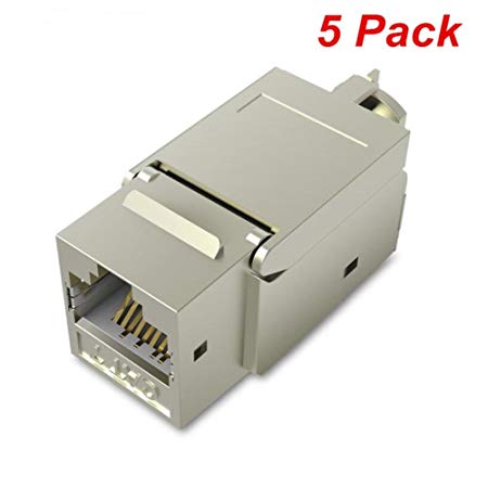 RJ45 Coupler, VENTION Cat7 Cat6 Cat5 RJ45 8P8C Network Keystone Jack In-Line Coupler Female to Female Metal Shell High Shielding Coupler Ethernet Cable Extender Adapter (5 pack)