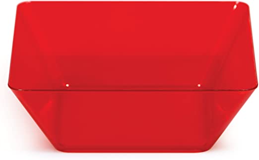 Creative Converting 4 Count Square Plastic Bowls, 5-Inch, Translucent Red - 55419