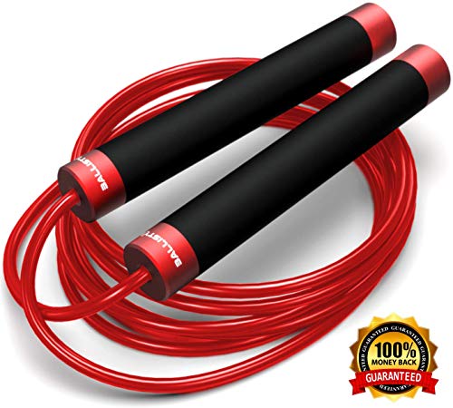 Ballistyx Jump Rope - Premium Speed Jump Rope with 360 Degree Spin, Steel Handles, Silicone Grips and 2 x Adjustable Cables - for Crossfit, Gym & Home Fitness Workouts & More