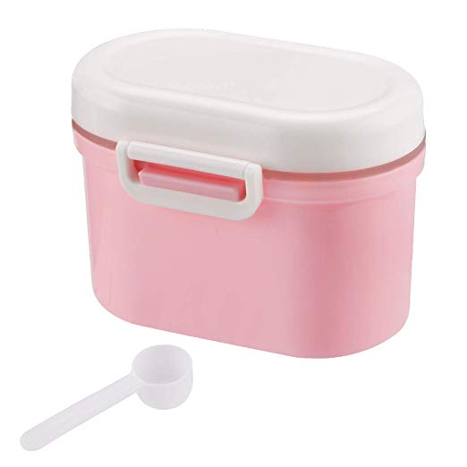 Portable Formula Dispenser with Scoop by Accmor, BPA Free Milk Powder Container, Food Storage, Candy Fruit Box, Snack Containers, for Infant Toddler Children Travel (Pink)