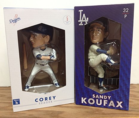 Corey Seager 2016 and Sandy Koufax Scoreboard 2015 Los Angeles Dodgers STADIUM PROMO Bobblehead SGA