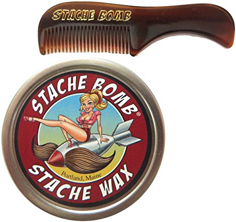 Stache Bomb Stache Wax Mustache Comb and Mustache Wax Set