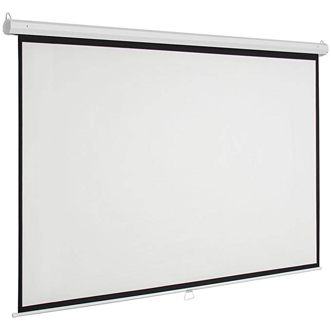 Leadzm Projector Screen, Anti-Crease 16:9 Manual Pull Down Projector Screen for Home Theater Meeting