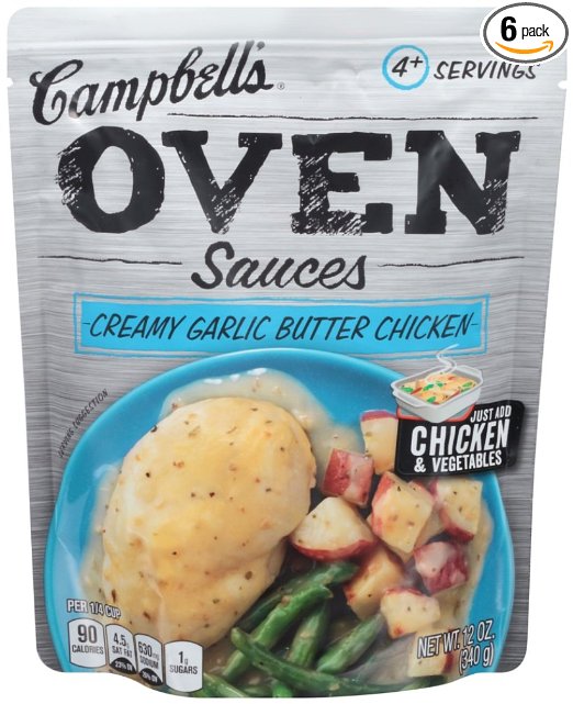 Campbell's Oven Sauces, Creamy Garlic Butter Chicken, 12 Ounce (Pack of 6)