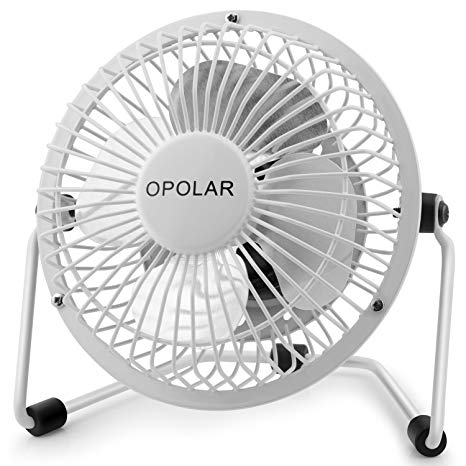 OPOLAR Mini USB Desk Fan, Portable Super Quiet, Metal Design, 4 Inch Cooling Fan for Home, Office(White)