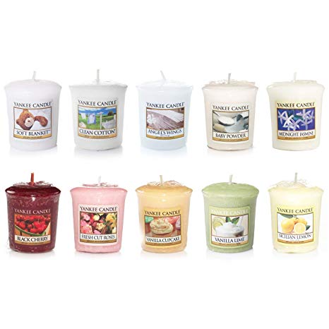 Yankee Candle Value Bundle with 10 Votive Scented Candles, Mixed Popular Fragrances, Set of 10