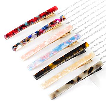 Acrylic Resin Hair Barrettes, 7pcs Hair Clips Geometric Rectangle Alligator Hairpins Women Hair Accessories for Birthday Christmas Valentine’s Day Gifts