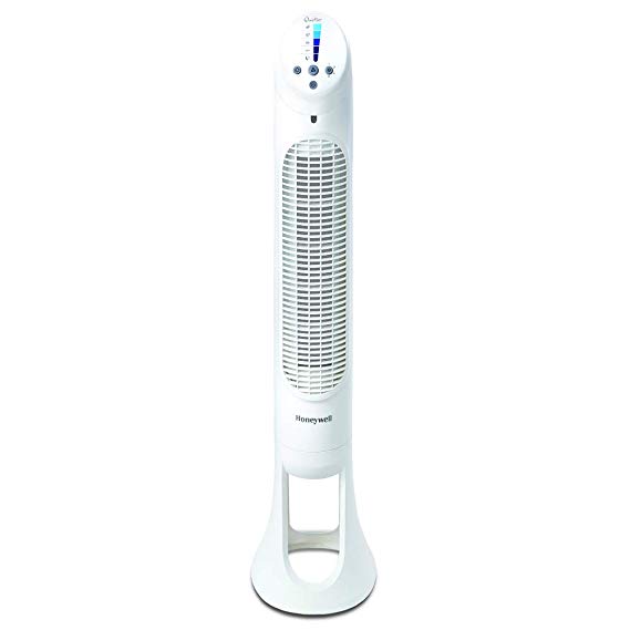 Honeywell HYF260WC QuietSet® 40" Whole Room Tower Fan, White, with Oscillation, Remote Control, Slim Profile, Auto-dim Lights and Easy-Touch Controls