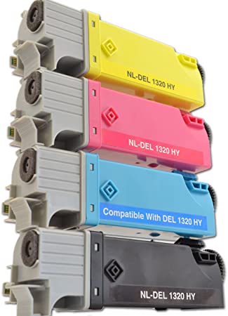GREAT VALUE Dell 1320c Toner cartridges, 4 compatible Dell 1320c Toner Cartridges for the Dell 1320, Dell 1320n and Dell 1320cn printer. Replacement Black, Cyan, Magenta and Yellow.One of each High Capacity Toner cartridges 2k Pages
