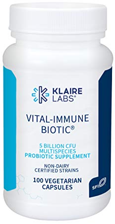 Klaire Labs Vital-Immune Biotic - Immune System Support Probiotic 5 Billion CFU with Lactobacillus & Bifidobacterium for Men & Women, Hypoallergenic & Dairy-Free (100 Capsules)