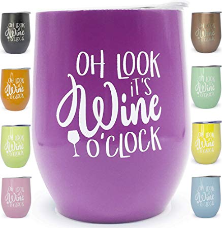 Prokitline Premium Stainless Steel Wine Tumbler with Lid | 12 oz Double Wall Vacuum Insulated Stemless Travel Glass Funny Phrase Engraved Mug | Custom Personalized Men Women Cup with Sayings Purple
