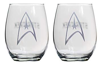 Star Trek Collectible Wine Glass Set, Starfleet Command Insignia Badge