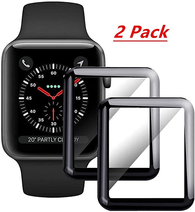 MAXMA [2 Pack] Glass Screen Protector for Apple Watch 40mm Series 4/5 - Full Coverage Bubble-Free Anti-Scratch iWatch 40mm Black