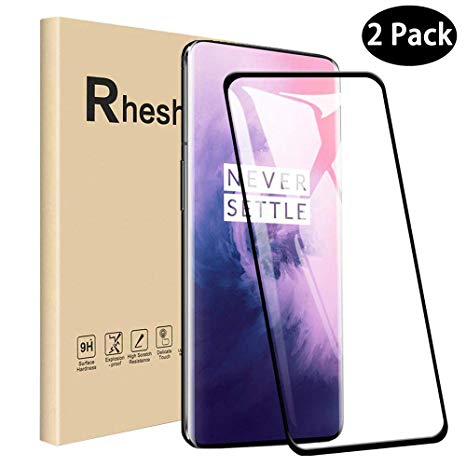 OnePlus 7 Pro Screen Protector, 【2PACK】 Full Coverage Screen Protector Film for OnePlus 7 Pro (6.67inch Tempered Glass Screen Cover, Bubble Free/Case Friendly)