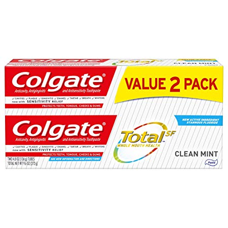 Colgate Total Toothpaste, Clean Mint, 4.8 ounce (2 Pack)