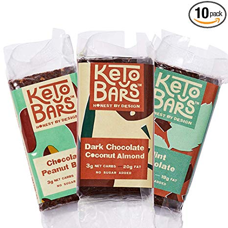 KETO BARS: The Original High Fat, Low Carb, Keto Snack Bars. Simple Ingredients, Gluten Free, Vegan. (Dark Chocolate Coconut Almond, 10 Count)