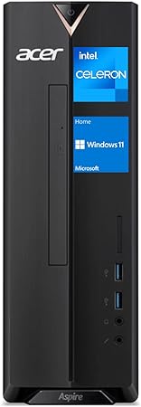 acer Aspire Tower Desktop, Intel Celeron J4125 Processor, 12GB RAM, 1TB PCIe SSD, DVD, HDMI, VGA, Wi-Fi, Wired KB & Mouse, Windows 11 Home, Black