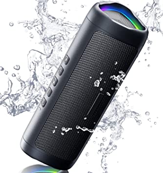 Bluetooth Speaker, IPX5 Waterproof Speaker with HD Sound, Up to 24H Playtime, TWS Pairing, BT5.3, Portable Wireless Speakers for Home/Party/Outdoor/Beach, Electronic Gadgets, Birthday Gift (Black)