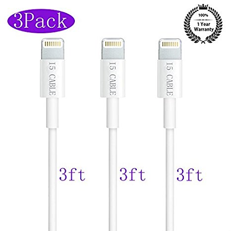 iPhone Cable, I5 Cable(TM) 8 Pin Lightning to USB Cable for iPhone 7/7 plus 6/6s/6 plus/6s plus,Se,5/5s,iPads Air/Mini,iPod (3Ft 3-Pack)