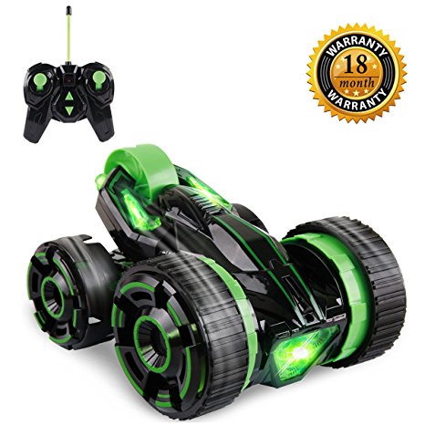 RC Stunt Car, Radio Control Racing Car Double Sided 360 Degree Spins Rolling & Stumbling Action with LED Headlights Remote Vehicle Gift Toy for Kids