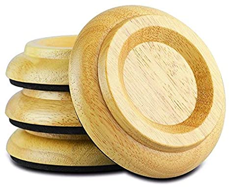 Hardwood Upright Piano Caster Cups with EVA Foam Piano Pad Furniture Round Load Bearing Pads Set of 4 (Solid Wood)
