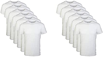 Gildan Men's Crew T-Shirt Multipack, White (6 Pack), X-Large & Gildan Men's Crew T-Shirt 6 Pack, White, Large