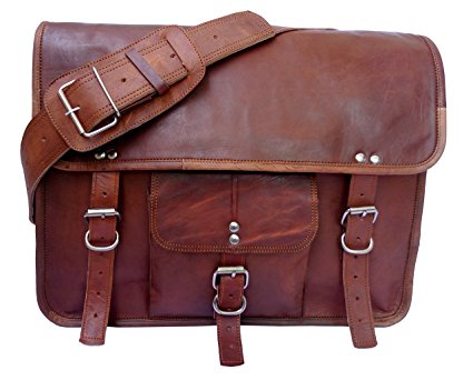 Gbag (T) Men's Leather Satchel Briefcase, 16" Laptop Messenger Shoulder Bag Tote