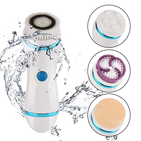 Dpowro 4 in 1 Waterproof Electric Rechargeable Rotating Facial and Body Cleansing Brush Deep Cleaning System Remove Blackhead, Makeup, Dirt, Oli Face Scrubber Skin Massager for Women Men