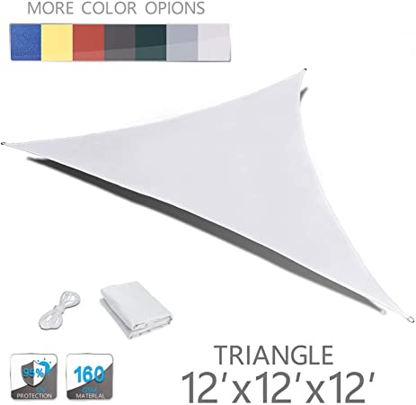 LOVE STORY 12' x 12' x 12' Triangle Beige Waterproof Sun Shade Sail Perfect for Outdoor Patio Garden