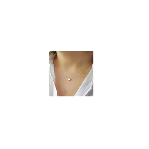 DeScount Tiny Gold Heart Choker Necklace,Dainty Cute Heart Pendant Necklace for Girls and Women