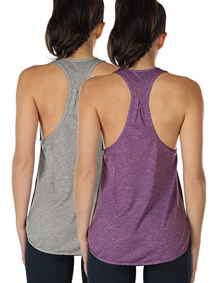 icyzone Workout Tank Tops for Women - Athletic Yoga Tops, Racerback Running Tank Top