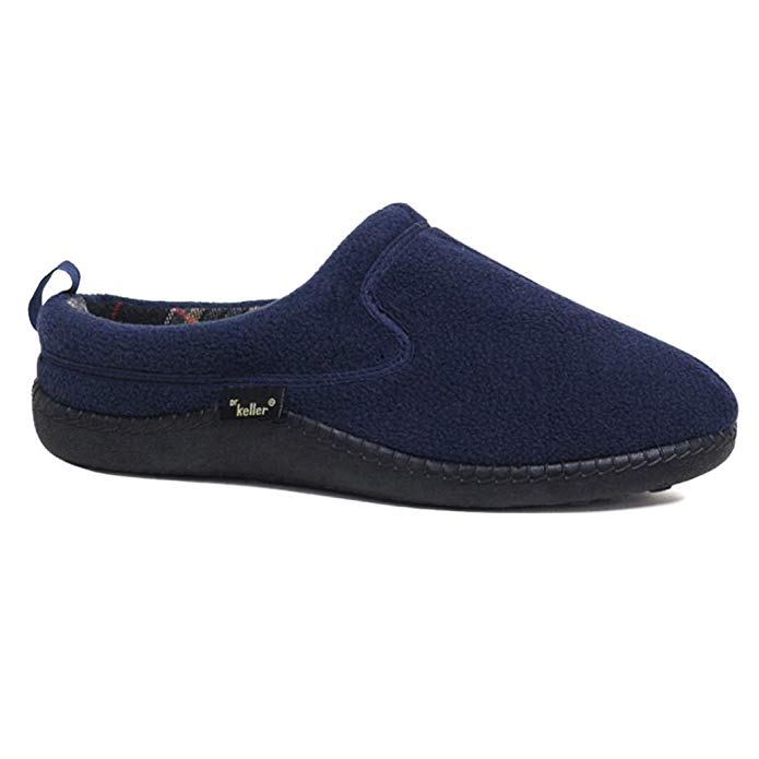 Mens Dr Keller Fleece Slip On Chunky Hard Sole Comfort Moccasin Mule Slippers Size 6-12