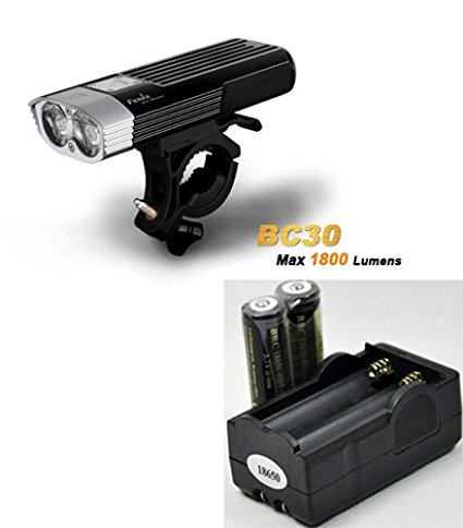 Bundle: Fenix BC30 1800 Lumen LED Bike Light, Dual Distance Beam Bicycle Flashlight with two LegionArms 18650 Rechargeable Batteries and Charger