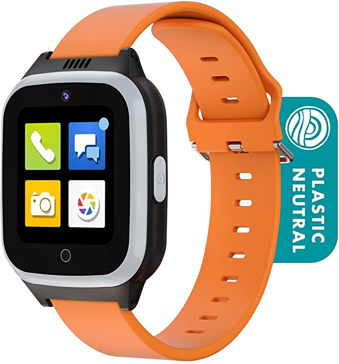 Cosmo JrTrack 2 Kids Smartwatch | Orange | 4G Voice Calling | Text, Voice, & Image Messaging | Enhanced GPS | Blocks Unknown Callers | SIM Card Included