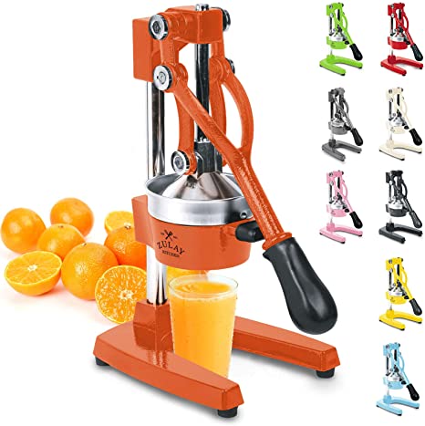 Zulay Professional Citrus Juicer - Manual Citrus Press and Orange Squeezer - Metal Lemon Squeezer - Premium Quality Heavy Duty Manual Orange Juicer and Lime Squeezer Press Stand, Orange