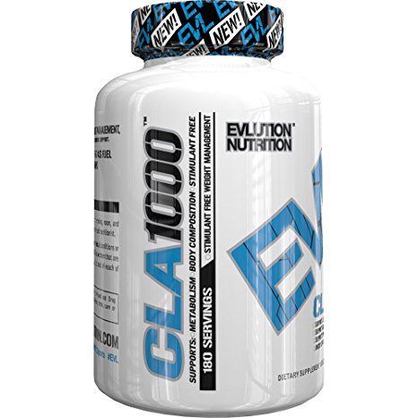 Evlution Nutrition CLA1000 Conjugated linoleic acid (180 Serving, Soft Gels) Exercise Enhancement & Weight Loss Supplement, Stimulant-Free