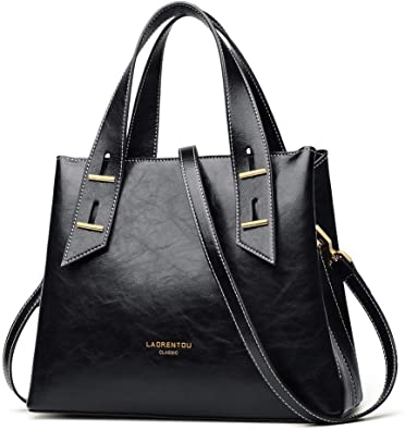 LAORENTOU Women Roomy Genuine Leather Tote Classy Handbags Shoulder Bag