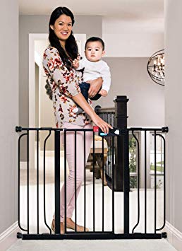 Regalo Easy Step 51-Inch Extra Wide Baby Gate, Includes 6-Inch and 12-Inch Extension Kit, 4 Pack of Pressure Mount Kit and 4 Pack of Wall Mount Kit, Black