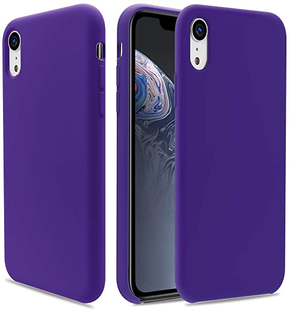 CellEver iPhone XR Case, Liquid Guard Silicone Rubber Shockproof Case with Soft Microfiber Cloth Cushion for Apple iPhone XR 6.1 inch (2018) - Purple