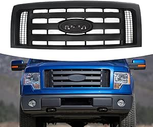 Bewild Front Bumper Grille Assembly Compatible with 2009-2014 Ford F - 150 f150 Centre Bumper Painted Black Housing and Insert Grille Assembly Shroud Replacement for 9L3Z8200A FO1200510