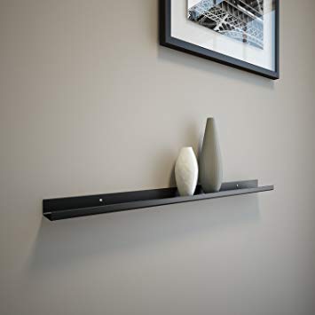 Metal Floating Ledge, Picture, Photo and Art Display, Modern Shelf 18In Long by 2 In Wide (18INB20IN, Black)