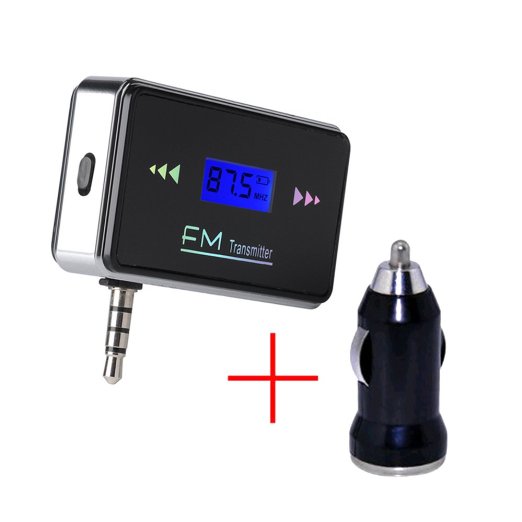 ZhiZhu Mini Portable Wireless 35mm In-Car LCD Display FM Transmitter with Car Charger Radio Adapter For Apple iPhone 5S 5C 5 4S 4 iPod Touch Samsung Galaxy Note 2 II 3 III S5 S4 SIV S3 SIII Mp3 Mp4 Players and with 35mm Devices