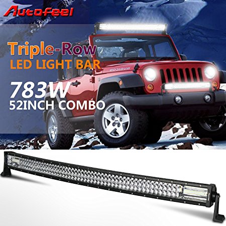 Autofeel 52" Curved Led Light Bar Triple Row 783W 78300LM Cree 7D Spot Flood Combo Beam for Off Road Jeep ATV AWD SUV 4WD 4x4 Pickup