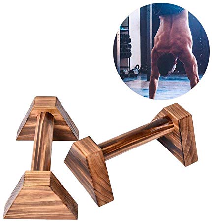 Anclle Parallettes Stretch Stand Pushup Stands Personalised Bars Wooden Push Up Bar Handstand Bars Calisthenics Handstand Single Double Handles Headstand Shelf Push-Ups Double Rod 2PCS