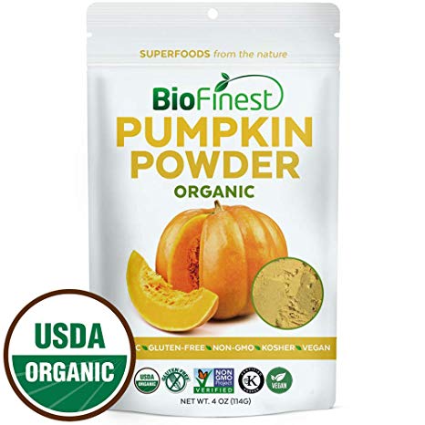 Biofinest Pumpkin Powder - 100% Pure Antioxidants Superfood - USDA Certified Organic Vegan Raw Non-GMO- Boost Digestion Immune System Weight Loss - for Smoothie Beverage (4 oz Resealable Bag)