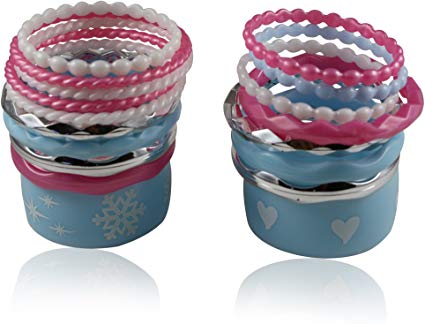 Girls Fashion Accessories Plastic Bracelets Set of 18 Assorted Colors Children's Pretend Play or Birthday Party Favors