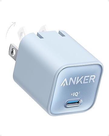 Anker 511 Charger (Nano 3), PIQ 3.0 Foldable PPS Fast Charger for iPhone 15/15 Pro/14/14 Pro Max/13, Galaxy, iPad (Cable Not Included) -Misty Blue