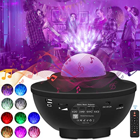 Star Light Projector, 3-in-1 Ocean Wave Night Light Projector with Remote Control and Timer Function Bluetooth Music Speaker for Kids Party, Holidays, Game Rooms, Bedroom