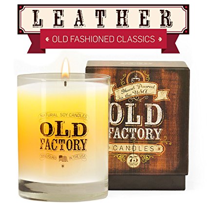 Scented Candles - Leather - Decorative Aromatherapy - 11-Ounce Soy Candle - from Old Factory Candles