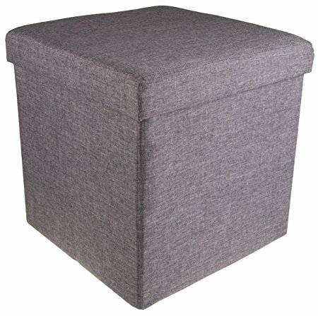 Gray PVC Collapsible Storage Ottoman Foot Rest